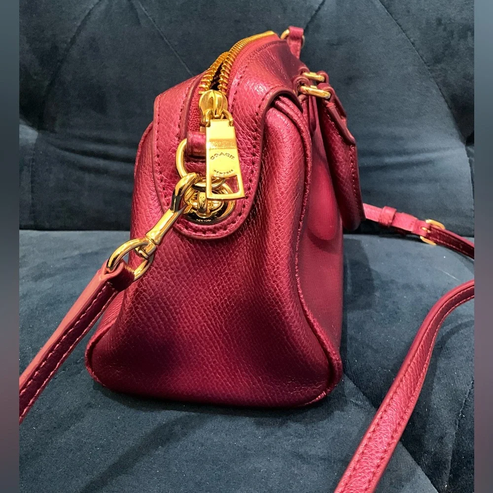 Coach baby Bennett Satchel Crossgrain Leather New without tag metallic pink - Picture 8 of 9